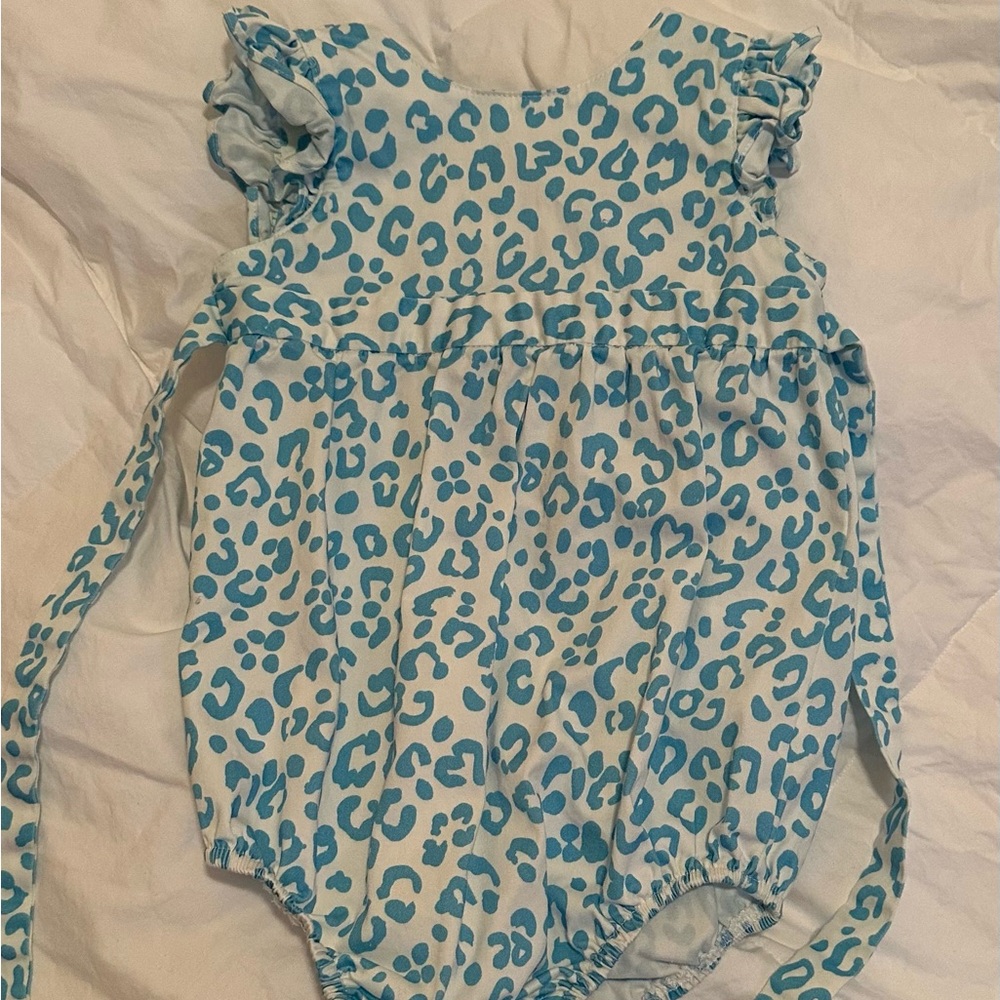 Blue Leopard Print Kids One Piece